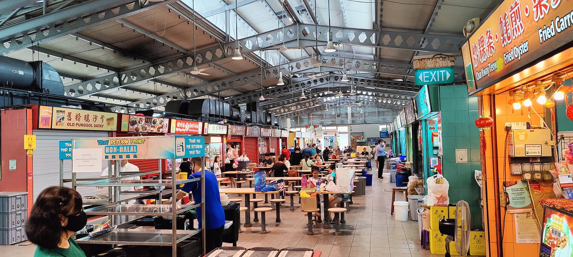 Stalls at a hawker centre in Singapore